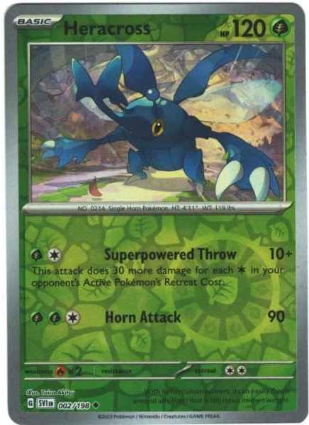 Pokemon – Heracross 002/198 – SV1 Scarlet Violet – Reverse Foil – Single Card