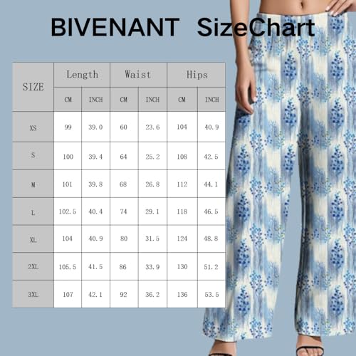 Women's Wide Leg Casual Pants Boho Floral Elastic High Waist Hawaiin Capris Palazzo Flowy Loose Beach Trousers3