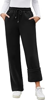 Pantalon Chándal Mujer Jogger Mujer Invierno con Forro Polar Sherpa Pantalones Térmicos Cordón Ajustable Casuales 2 Bolsillos Cómodos Pantalones Chandal Mujer