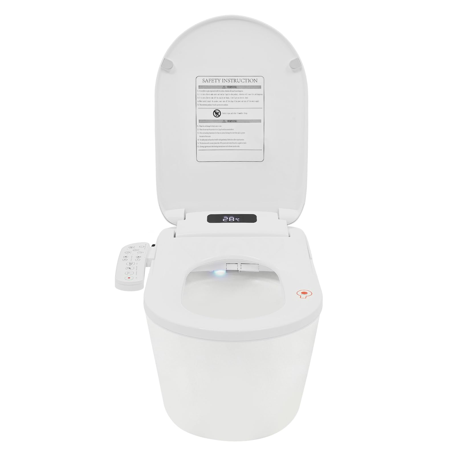 Asiento de Inodoro Inteligente, Tapa con Calefacción y Ducha, Mando Digital, Blanco, para Baño, Hotel, Uso Público y Privado, 220V EU