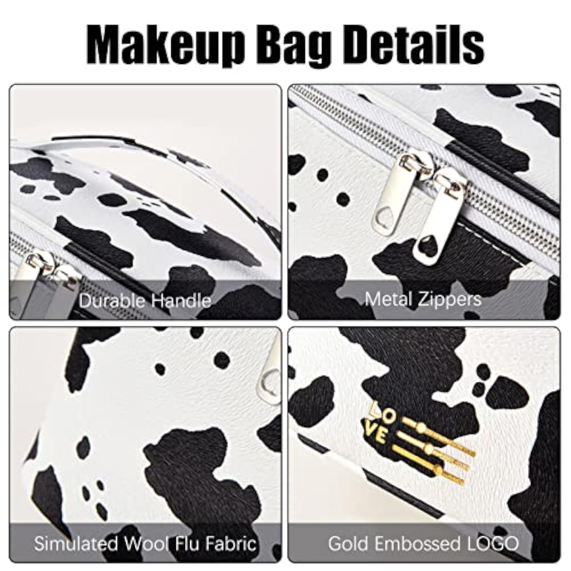 Portable Travel Large Cosmetic Bag, Waterproof PU Leather