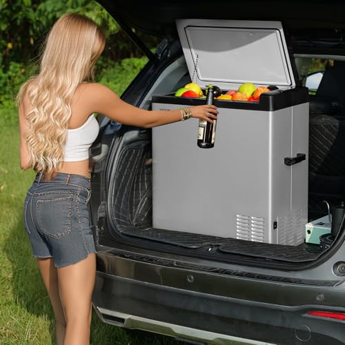 VEVOR 12 Volt Car Refrigerator Fridge, 70Liter(74qt) Single Zone Portable Freezer, -4℉-68℉ Adjustable Range, 12/24V DC and 100-240V AC Compressor Cooler for Outdoor, Camping, RV, Silver by VEVOR - Image 8