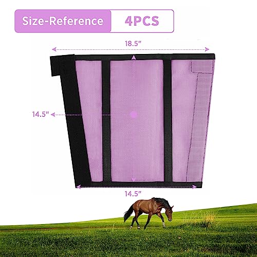 Rubor Mesh Fly Boots For Horse, Horse Leggins, Loose Fitting Fly Boots, Reduce Stomping, Horse Boots Leg Wraps Protection Gear Equine Set Of 4 - Purple #TOP2