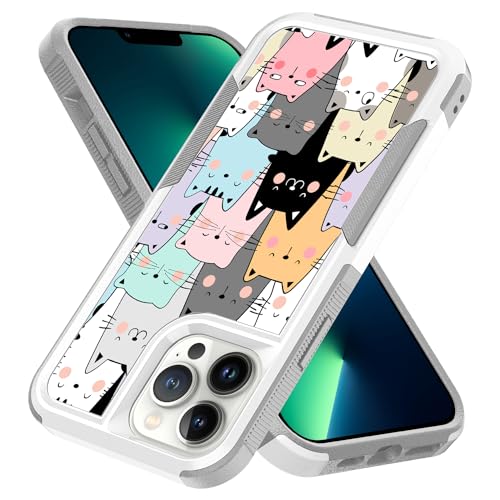 Candykisscase Case for iPhone 13 Pro, Cute Cats Funny Pattern Shock-Absorption Hard PC and Inner Silicone Hybrid Dual Layer Armor Defender Case for iPhone 13 Pro - image 2