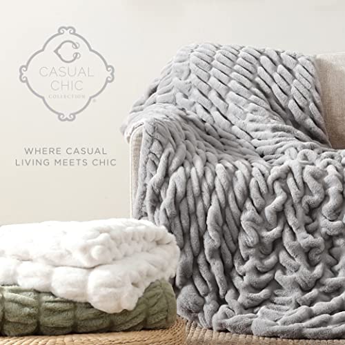 Casual Chic Lapin Ultra Fine Faux Fur Throw Blanket - Luxurious, Chic, Soft And Cozy 400 Gsm Microfiber Blanket For Couch And Bed - 50” X 60” (Gray) #TOP6