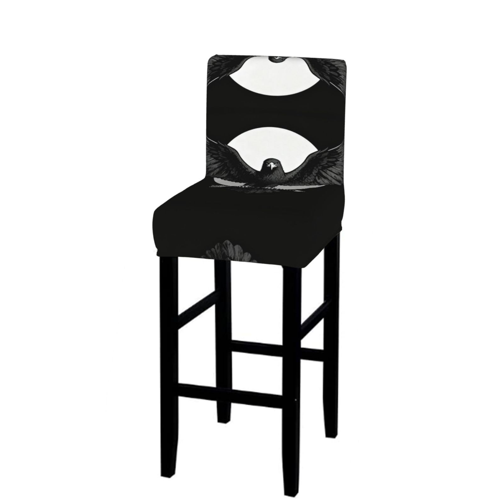 Black Eagle Wings Bar Stool Cover-Stretchy Chair Slipcover for Kitchen