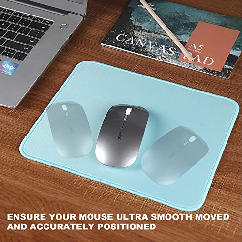 Mouse Pad With Durable Stitched Edge, Small Computer Mousepad Desk Mat With Smooth Surface, Non Slip Rubber Base Mouse Pad For Laptop, Gaming, 10.2X8.3X0.12In, Light Blue #TOP1