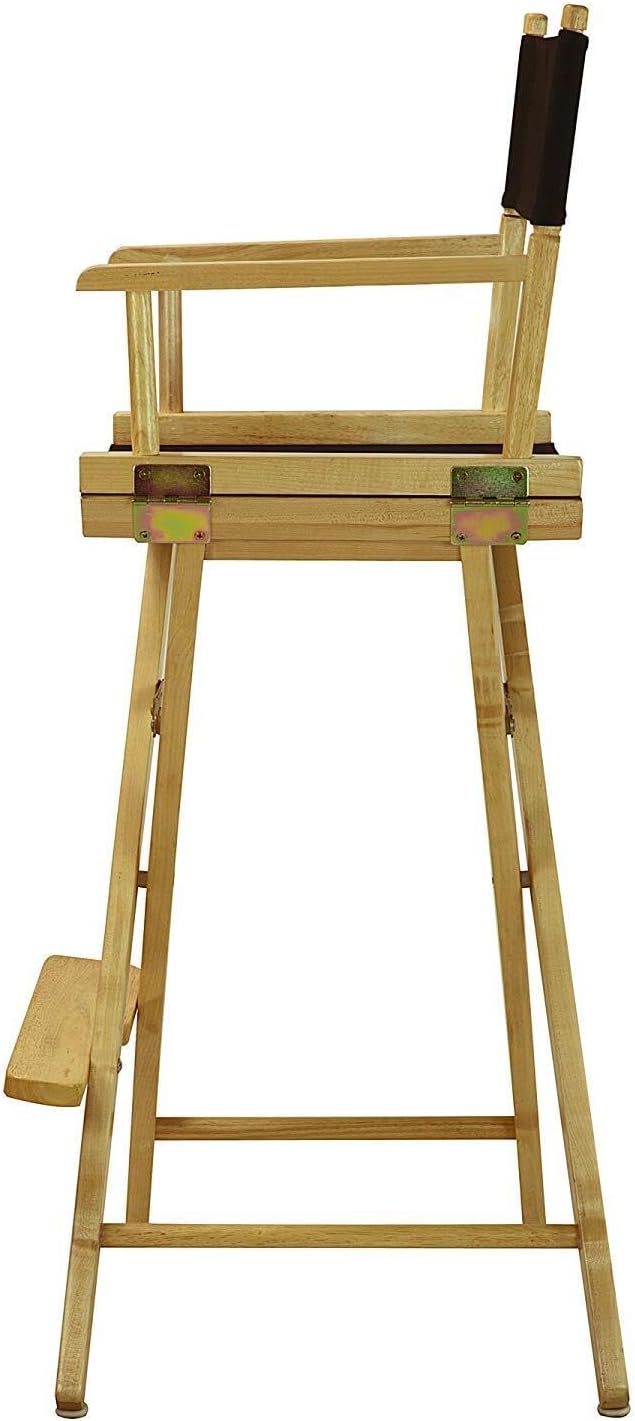 30" Director's Chair with Solid Wood Frame & Black Canvas, 19" x 23" x 45.5", Foldable Portable Chair with Removable Footrest for Versatile Use