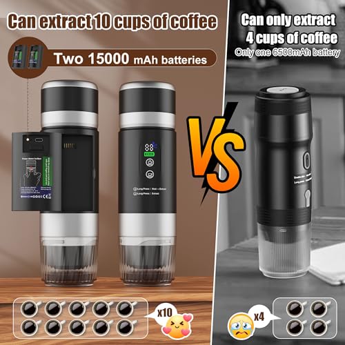 Innopower 3-in-1 Tragbare Kaffeemaschine mit Herausnehmbarem Akku, 20 Bar Hochdruck Extraktion, Schnelle Selbstheizung, Espressomaschine mit Digitalanzeige, Kompatibel mit KaffeeKapseln 3
