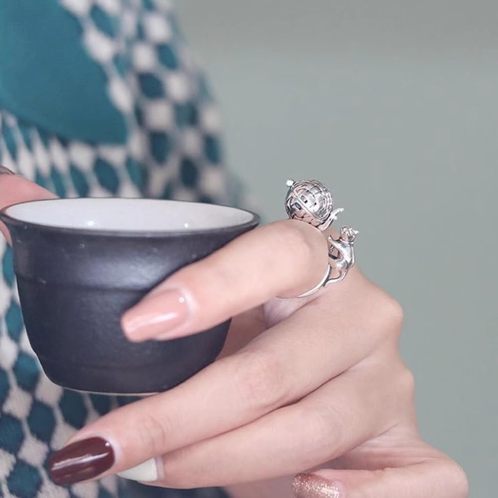 Anillo único para gato, de aromaterapia, con dedo, abierto, ajustable, lindo y travieso, a la moda, portátil, mini medallón, accesorios, joyería, cumpleaños, Navidad, para mujeres, hombres, 3