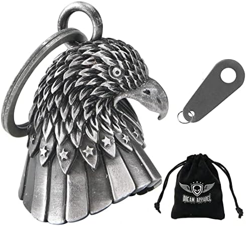 Dream Apparel Motorcycle Bell for Biker US Flag Riding Bell Guardian Bells Motorcycle Accessory or Keychain for Luck, With Bag Gift Box