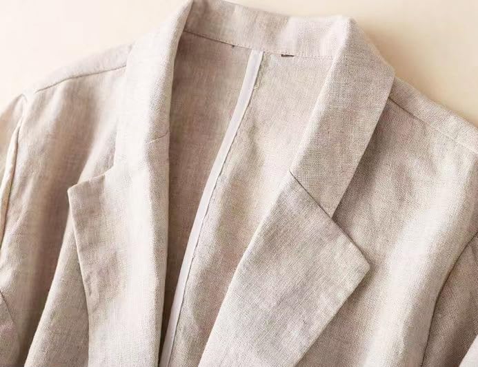 IDEALSANXUN Womens Linen Blazer Notch Lapel One Button Suit Coat Jackets4