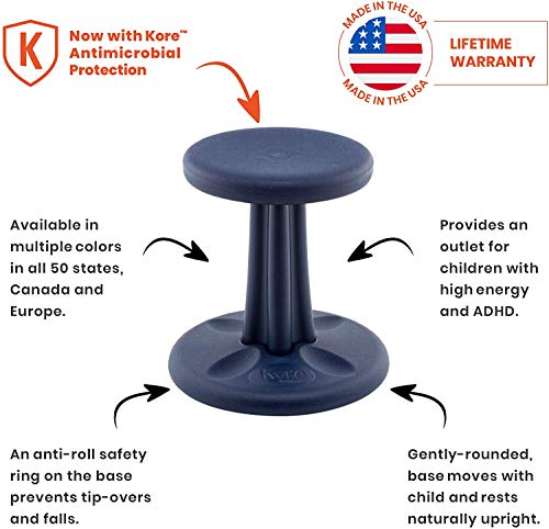 Kore Kids Preschool Wobble Chair - Flexible Seating Stool For Classroom, Preschool, Kindergarten & Elementary School - Age 4-5 Yrs, Dark Blue (12In) #TOP2
