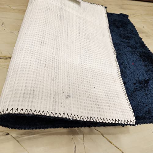 Image of Purav Light 2200 GSM Soft Fluffy Runner Mats (1.33 x 2 ft, Navy Blue)| Durable & Washable Bedside Runner for Bedroom, Mat for Bathroom, Living Room Floor Home Decoration with Anti Skid Backing
