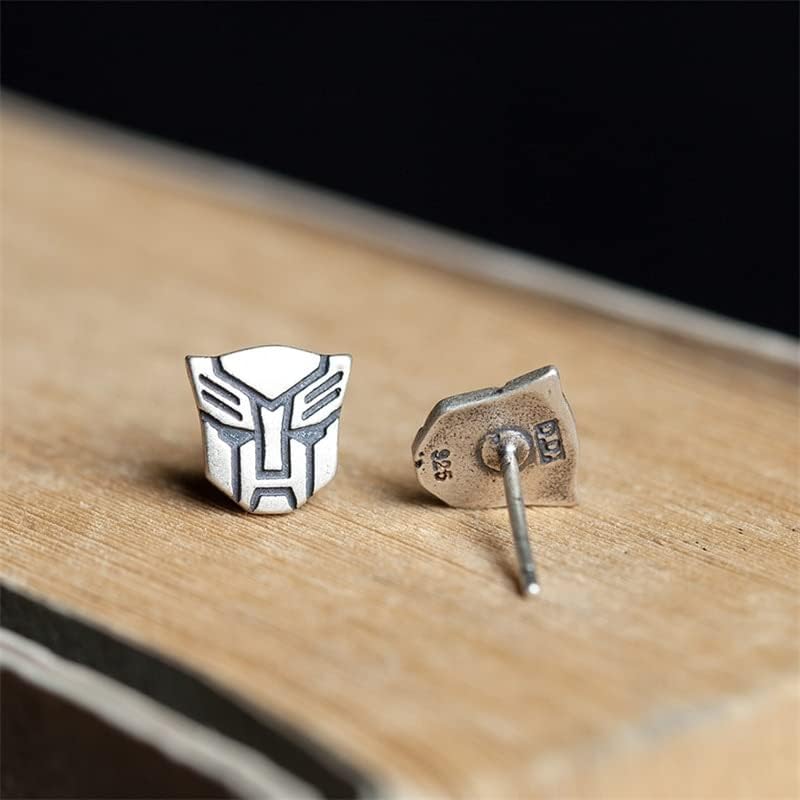 925 Sterling Silver Punk Decepticon Stud Earrings Hypoallergenic Personalized Jewelry