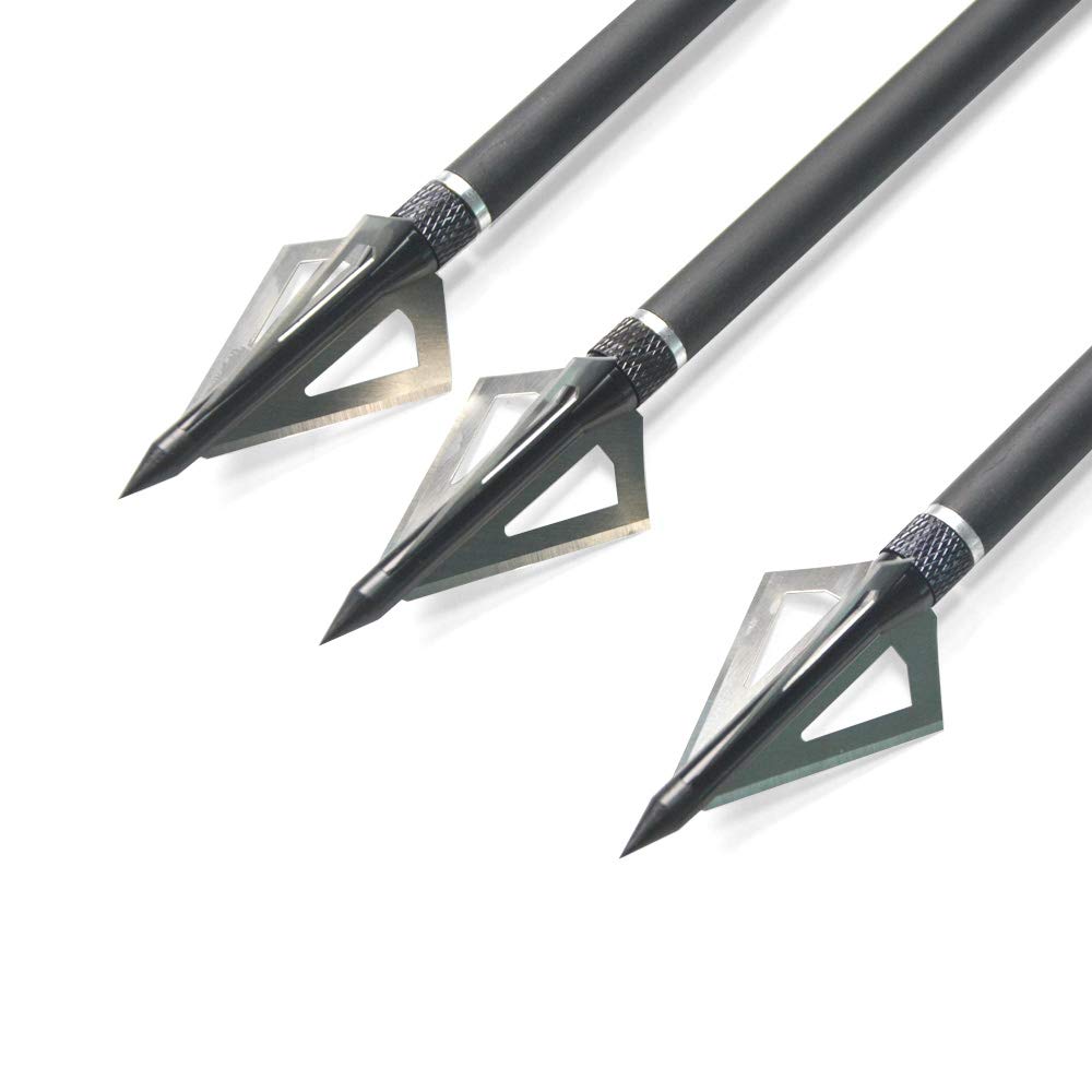 34" Frecce in carbonio Spine 500 Frecce da caccia Piuma naturale con 100 grani punta di freccia sostituibile per arco ricurvo Arco composto Caccia al tiro con l'arco (Frecce + Broadhead)