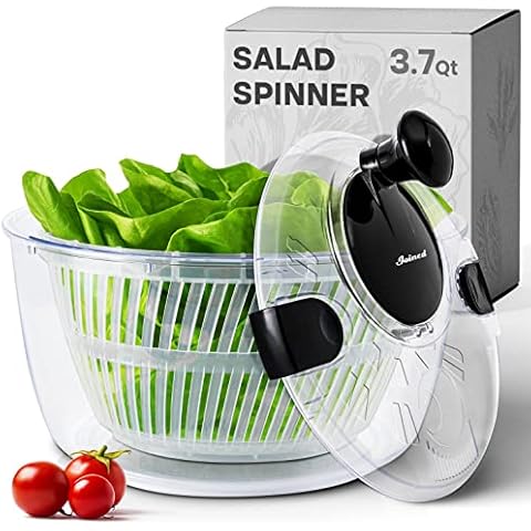 Joined Salad Spinner with Drain, Bowl, and Colander - Quick and Easy Multi-Use Lettuce Spinner, Vegetable Dryer, Fruit Washer, Pasta and Fries Spinner - 3.7 Qt Cover