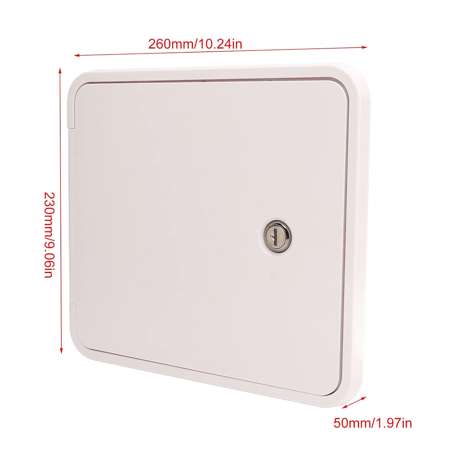 RV Access Door, Square RV Power Cord Storage Hatch with Keys and Screws, Electrical Cord RV Camper Trailer Motorhome Power Cord Cable Hatch for Boat Trailer Motorhome