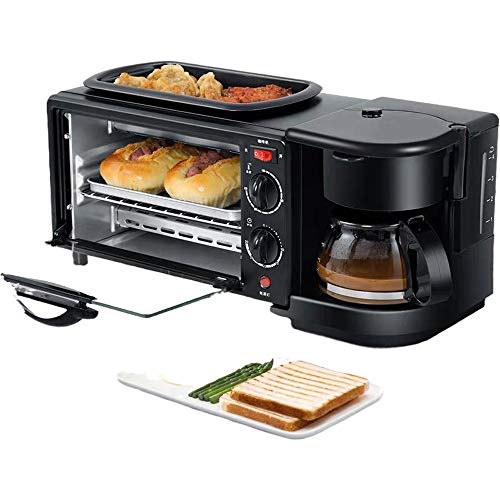 NXYJD Elektro 3 in 1 Frühstück, die Maschine Multifunktions-Drip Kaffeemaschine Haushalt Brot Pizza Bratpfanne Toaster
