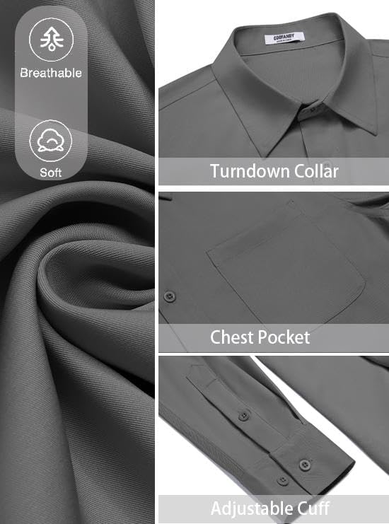 COOFANDY Men's Dress Shirt Solid Long Sleeve Wrinkle Free Formal Shirt Business Button Down Shirts with Pocket - Image 6