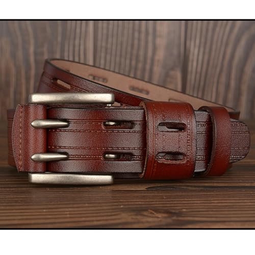 Ceinture en cuir de vachette robuste, boucle réglable double griffe anti-déformation