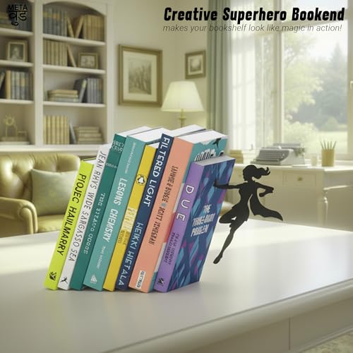 Image of Superwomen Book Ends | Illusion Metal Bookends for Desk | Book Holder for Home Decorative - Gift for Book Lovers and Home Decor | Desk Accessories for Study Room