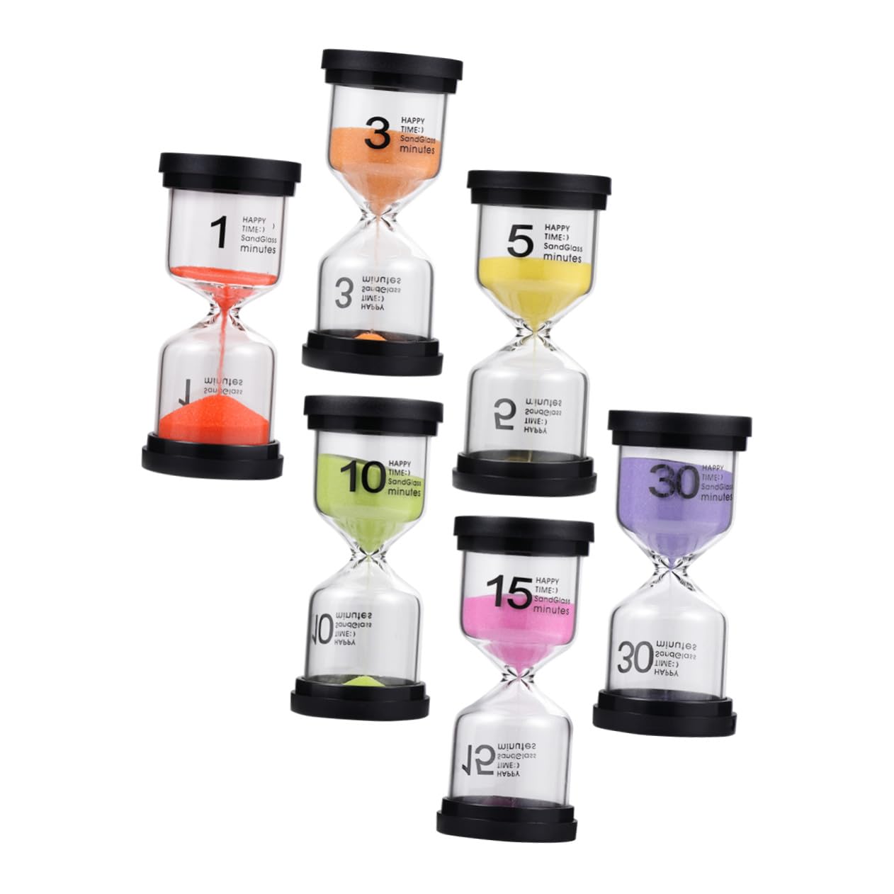 MAGICLULU Orologio A Clessidra in Plastica E Confezione Da 6 Timer Da Tavolo Strumento Di Gestione Del Tempo Per Arredamento Casa Ufficio E Giocattoli Educativi
