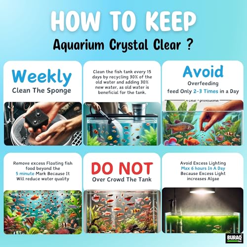 Image of BURAQ XQP-500F | 6W | Ultra-Quiet Aquarium Filter, Ultra-Quiet Submersible Pump, 500 L /H High-Flow Filtration System Upto 2 FT Fish Tanks