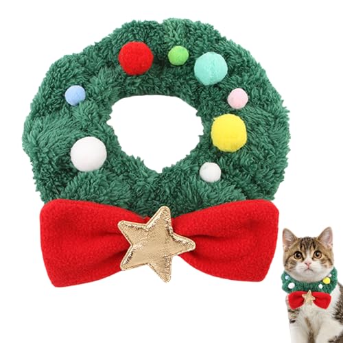 Collares de Navidad para perros, bufanda para el cuello de mascota para Navidad, collar de gato de felpa para cachorros, collares de vacaciones con tamaño ajustable
