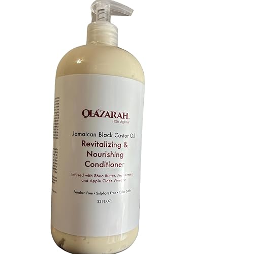 Miniatura 5 de OLAZARAH Acondicionador de cabello sin enjuague de aceite de ricino negro jamaicano para fortalecimiento y restauración, 10 onzas líquidas