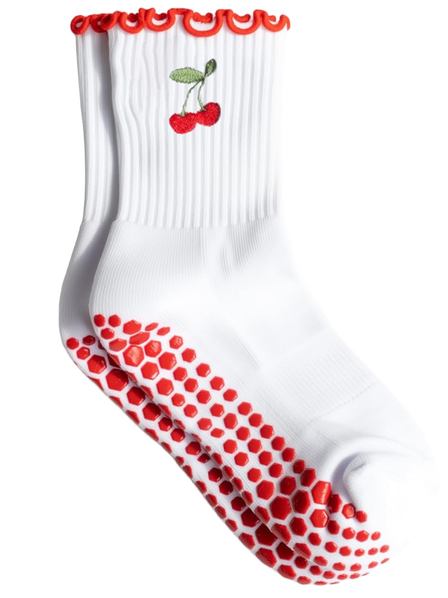 Lindos calcetines de pilates para mujer, calcetines de yoga con volantes, antideslizantes, calcetines antideslizantes para entrenamiento de barra