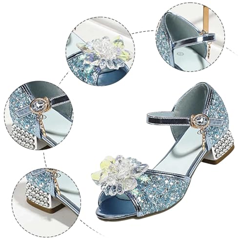 IWIHMIV Dress Up Princess Shoes Girls Sandals Low Heel Dress Ankle Strap Flower Shoes Girls Wedding Sandals3