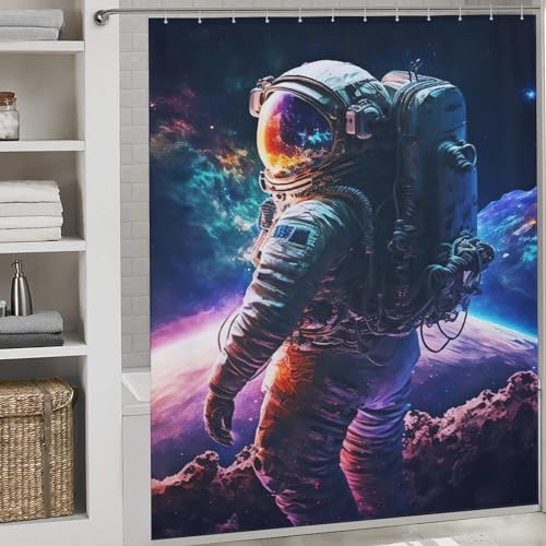 Astronaute rideau de douche imperméable pour salle de bain 183x183cm - 2