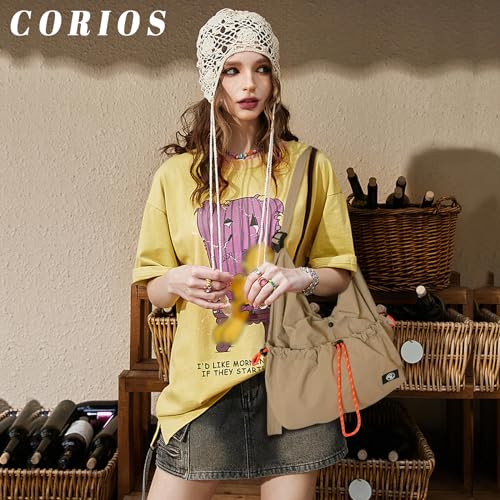 Image of CORIOS Women Nylon Shoulder Bag Waterproof Crossbody Bag Casual Handbag Lightweight Messenger Bag Top Handle Bag