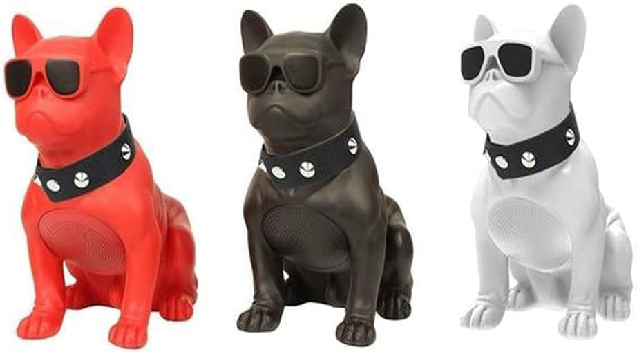 Image of French Bulldog Bluetooth Speaker - Portable Speaker with Rechargeable Battery and FM Radio - Includes Stylish Dog Collar - Extra Large CH-M11 (Black)