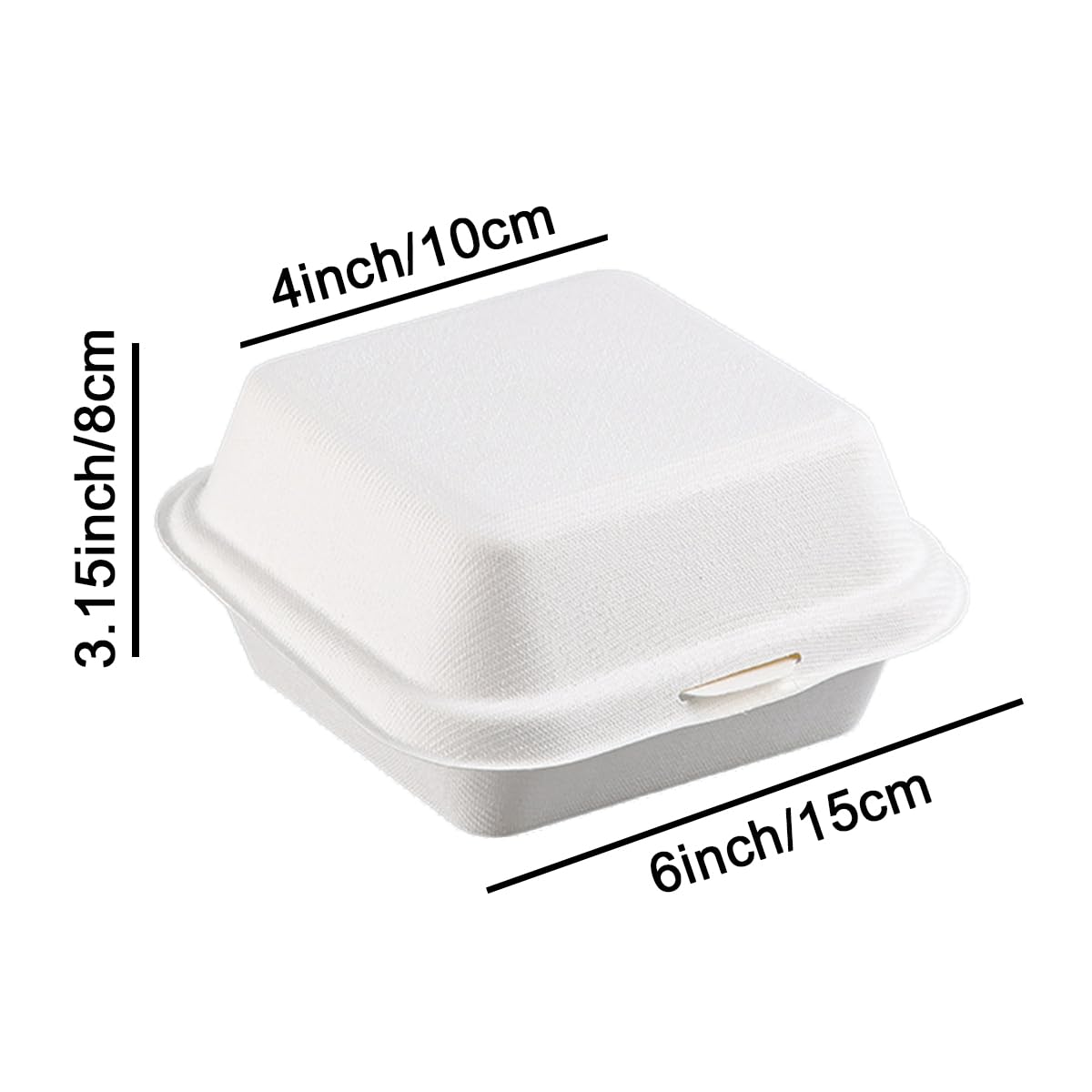 Petunny 50Pcs Disposable Clamshell Take Out Food Containers 6 Inches Sugarcane Fiber Food Containers Bagasse Food Container for Hamburger Cake Fruits