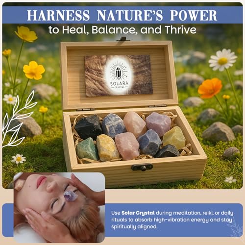 Solara Crystal Large Gift Set - 12 Healing Crystals for Energy Cleansing & Meditation, Spiritual Gifts for Women, Reiki & Crystal Lovers - Crystal Booklet Included - Image 5