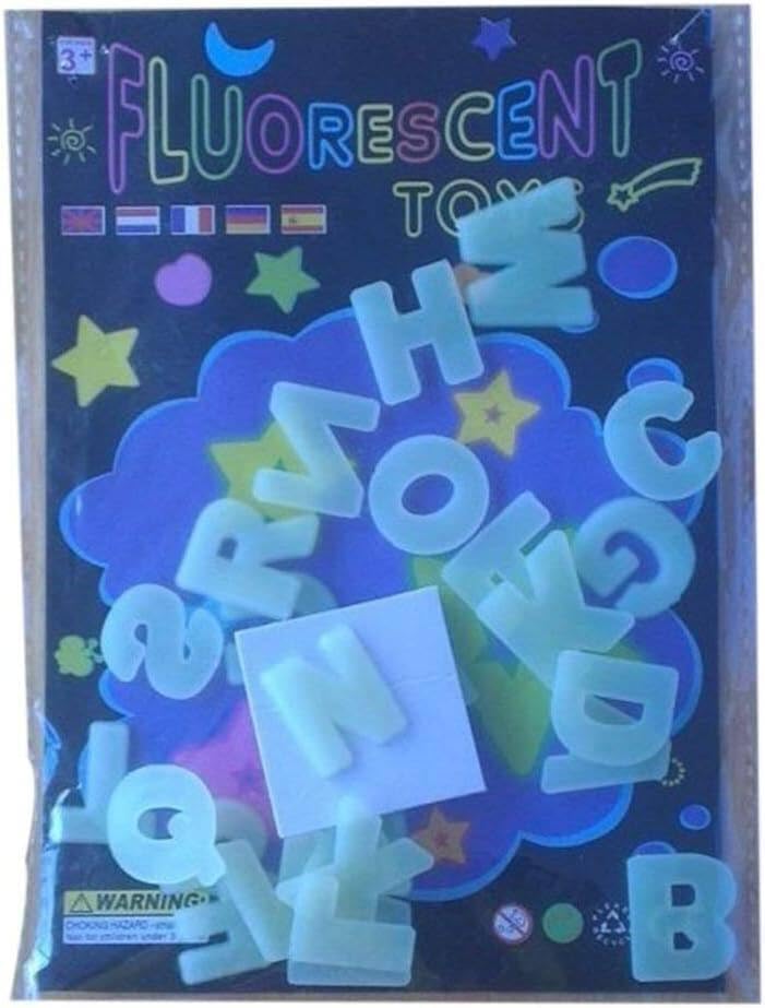 Educación 26 letras inglesas brillan en la oscuridad alfabeto pared pegatina decoración del hogar