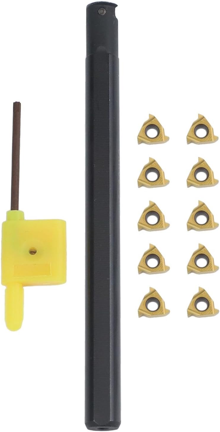 SNR0010K11 Lathe Threading Holder with 10pcs 11IR A60 Carbide Inserts, 125mm Alloy Steel Boring Bar Kit CNC Turning Right Hand