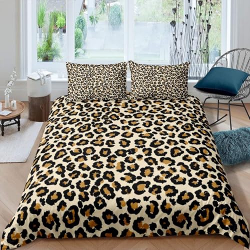 richhome Womens Leopard Housse de Couette 220x240cm Womens Adult Chic Cheetah imprimé Ensemble de literie Wildlife Style Parure de Lit décoration de Chambre...
