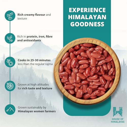 Image of House of Himalayas Munsiyari Rajma 1Kg (500g x 2), White Kidney Beans from Himalayas, Unpolished, Quick Boiling and Creamy Texture, High Protein and Fibre, GI-Tagged