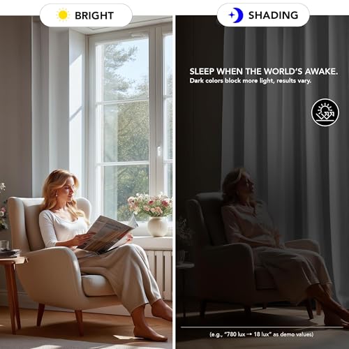Image of Deconovo White Curtains 45 Inch Length, Short Curtains, Grommet Top, Blackout Drapes for Kitchen Window (Greyish White, 52x45 Inch, 2 Panels)