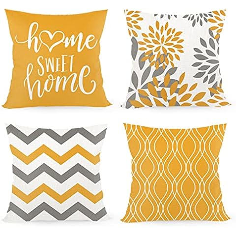 Juego de 4 fundas de cojín con inscripción Home Sweet Home Cover