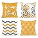 Juego de 4 fundas de cojín de 45 x 45 cm, con inscripción «Home Sweet Home», funda de cojín decorativa con cremallera oculta, cojín de sofá, cojín de sofá de Navidad (naranja y amarillo)