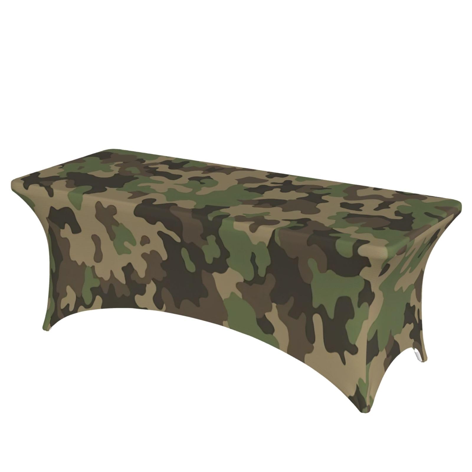 AYYQWE Green Camo Print Elastic Rectangular Tablecloth For Banquet Outdoor Picnics Office Table Cover
