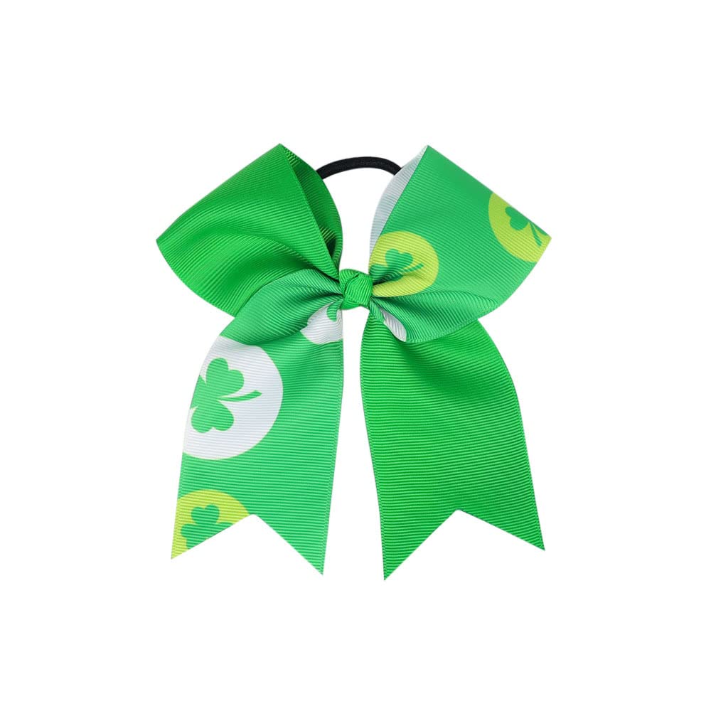Kewl Fashion Girl's St. Patrick's Day Bowknot Hair Tie Four Leaf Clover Children's Elastic Band (Style D)