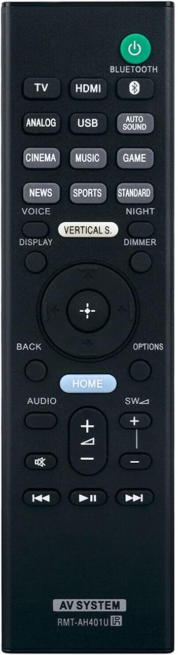 RMT-AH401U Replace Soundbar Remote Control fit for Sony Sound Bar Speaker System HT-XF9000 HT-X9000F HT-Z9F HTXF9000 HTX9000F HTZ9F