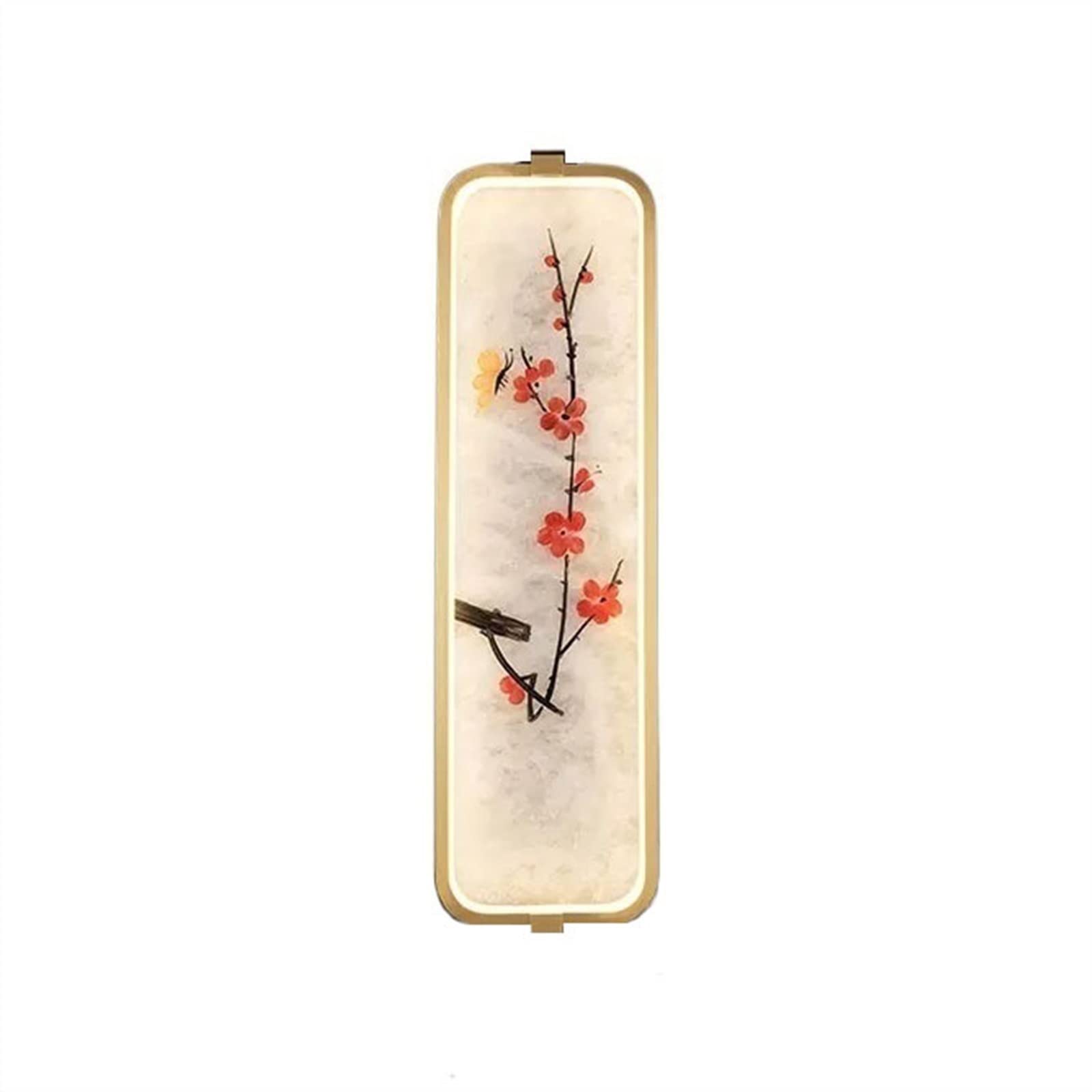 YQINQIN83B Wall Sconce Copper Decorative Wall Lamp Corridor Porch Lighting Fixture Bedroom Bedside Hand-Painted Plum Blossom Pattern for Hallway