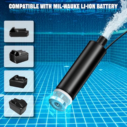 Image of Cordless Water Sump Pump for Milwaukee 18V M18 Battery, 635GPH 120W 12V Portable Water Transfer Pump, Electric Utility Pump for Garden, Hot Tub, Pool, Pond, Aquarium & Rain Barrel