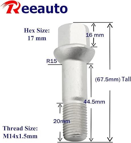 Miniatura 2 de Juego de 20 pernos de rueda 0009905307 de 0.551in x 1,5 pulgadas OE de fábrica compatible con Mercedes W220 W204 W164 W251